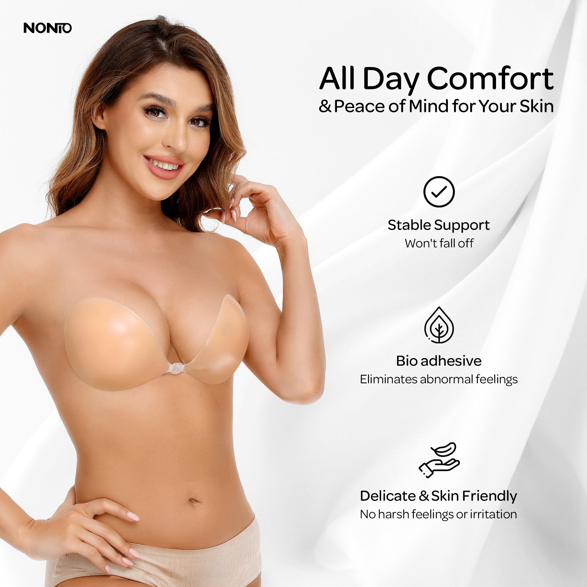 Backless Bra Sticky - บราซิลิโคนแบบแปะไร้สาย ยกกระชับ มองไม่เห็น ใช้ซ้ำได้ ดีที่สุดสำหรับผู้หญิงที่ชอบชุดเปิดหลัง
