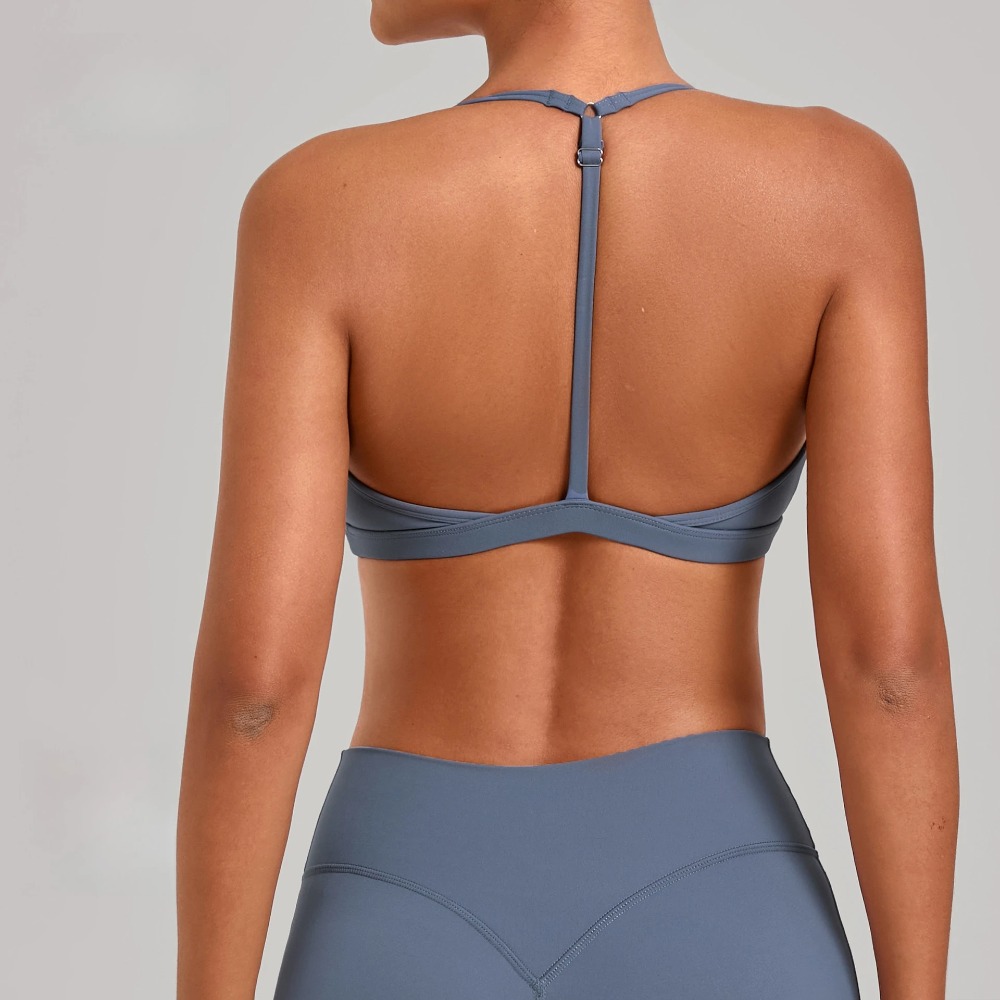 Sports Bra Racerback - เสื้อชั้นในออกกำลังกายแบบปรับได้สำหรับเล่นโยคะ ออกกำลังกาย วิ่ง และเล่นกีฬาอื่นๆ ดีไซน์เว้าหลัง สำหรับผู้หญิง