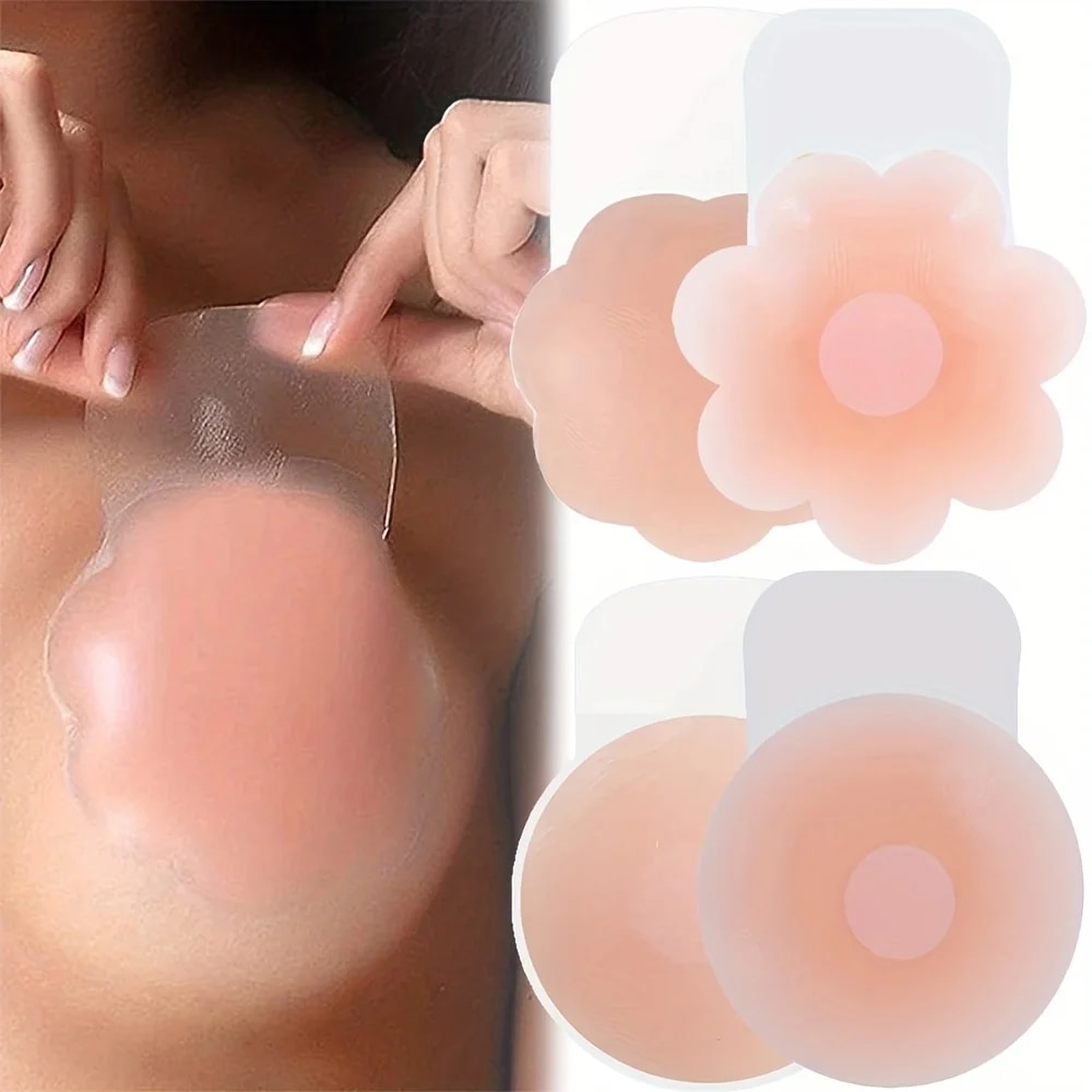Push Up Bra Silicone - แผ่นแปะหน้าอกยกกระชับหน้าอกสำหรับผู้หญิง1คู่แผ่นแปะหน้าอกยกทรงแบบติดกาวที่มองไม่เห็นใช้ซ้ำได้