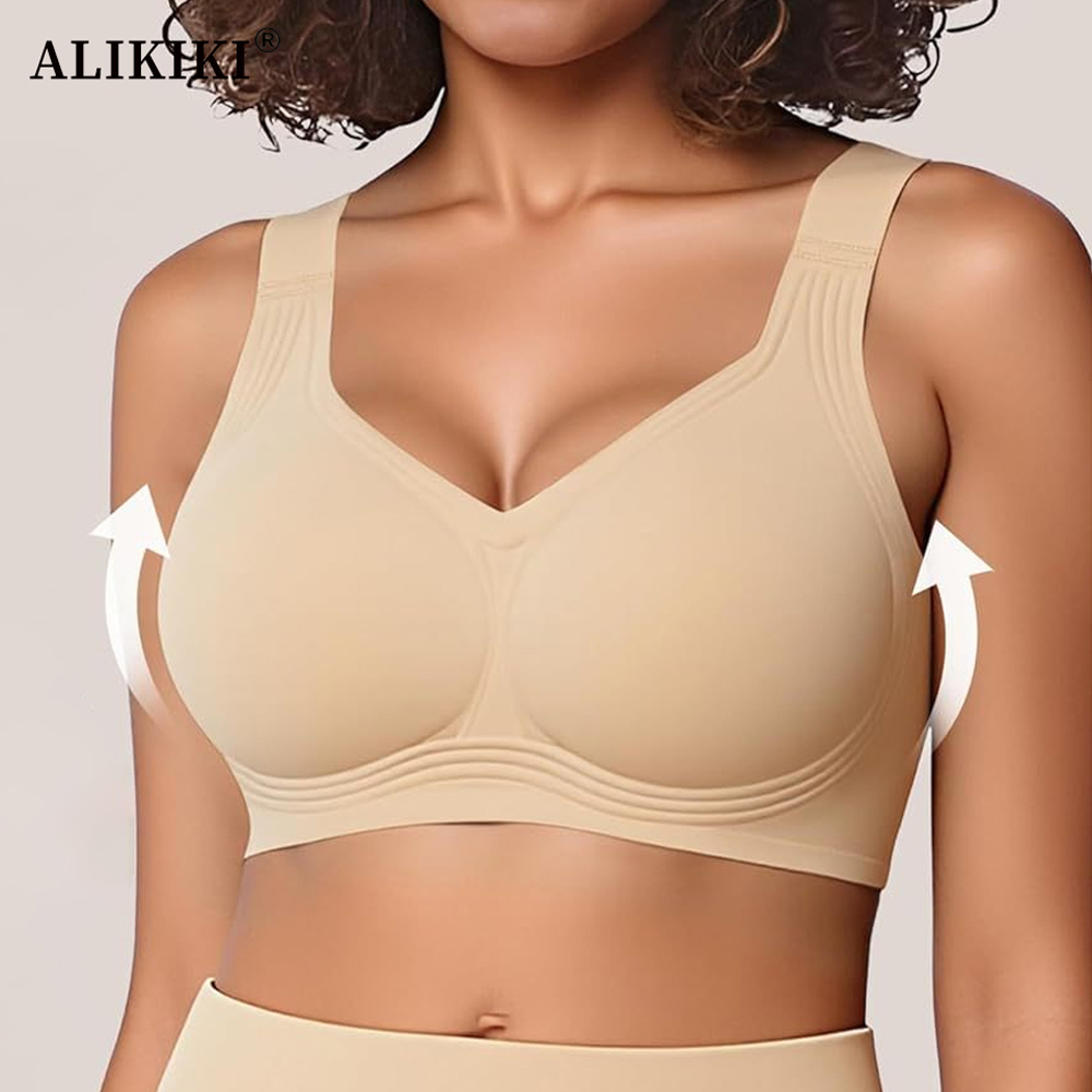 T Shirt Bra Seamless - บราไร้โครงสำหรับผู้หญิง บราดันทรงแบบเจลลี่ สวมใส่สบาย ไร้โครงเหล็ก บราเต็มคัพ บราใส่กับเสื้อยืด