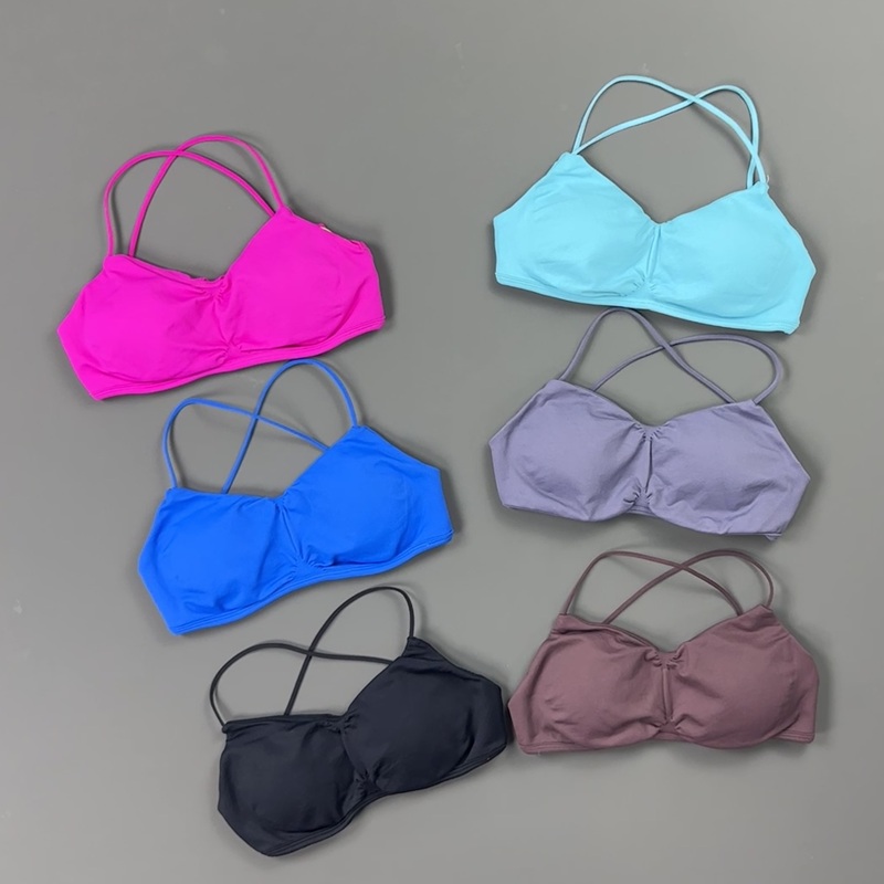 Sports Bra Racerback - HISTELLO เสื้อชั้นในกีฬาแบบรัดหน้าและไขว้หลังสำหรับผู้หญิง สายสปาเก็ตตี้บาง บราโยคะแบบมีฟองน้ำ เสื้อกล้ามเนื้อนุ่ม ระบายอากาศได้ดี