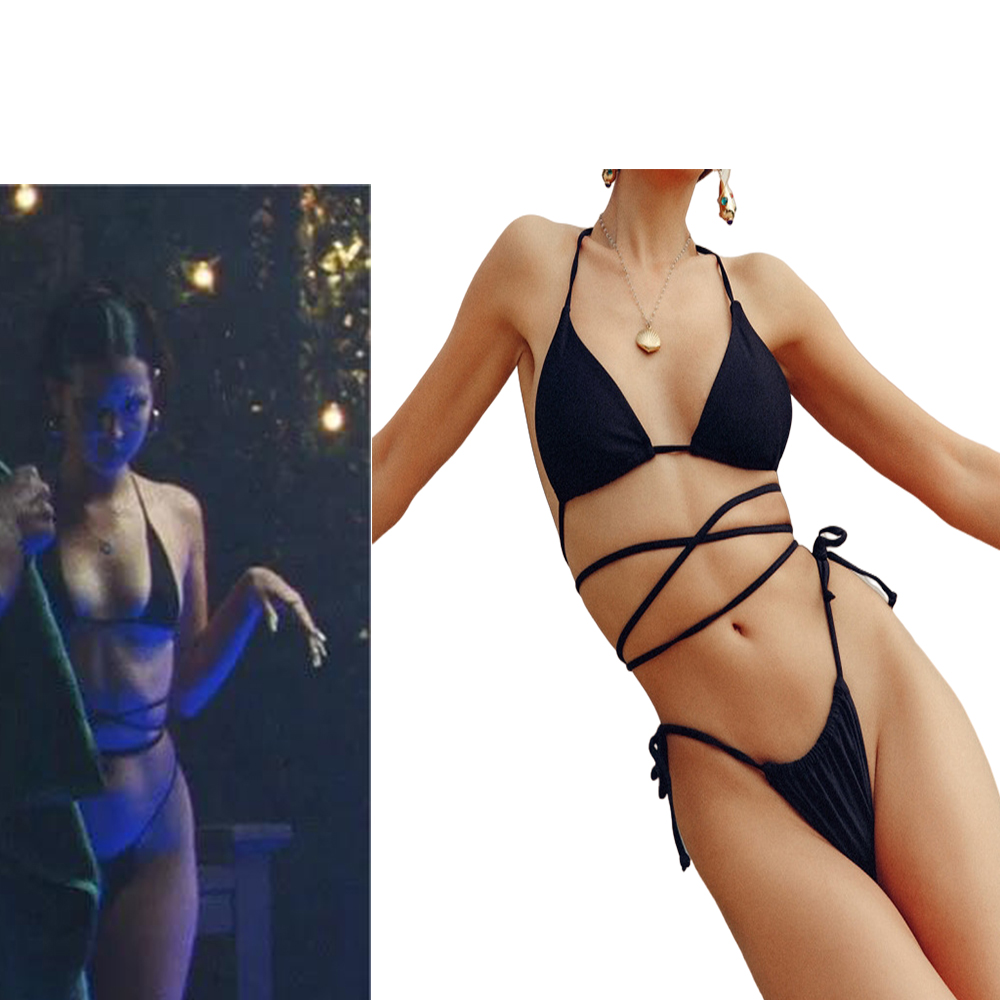 Lace Bralette Set - Euphoria Maddy Perez ชุดว่ายน้ำคอสเพลย์สุดเซ็กซี่สำหรับผู้หญิงชุดบิกินีผูกเชือกแขวนคอสีดำสุดเซ็กซี่ชุดว่ายน้ำชายหาดสำหรับปาร์ตี้ฮาโลวีน
