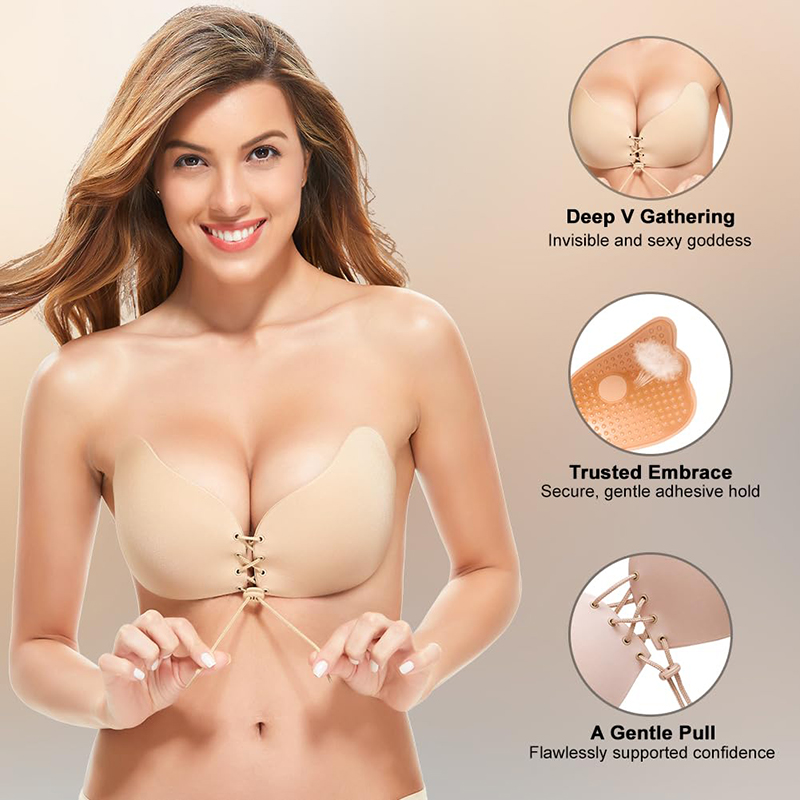Backless Bra Sticky - 1/2คู่ผู้หญิงฤดูร้อนBackless Bra Push Upกาวที่มองไม่เห็นLift Up Bras