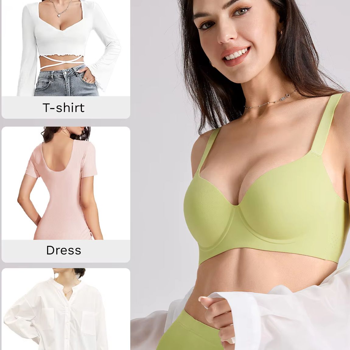 Convertible Bra Multiway - บราผู้หญิงแบบใหม่ สวยงาม เซ็กซี่ ใส่ได้ทุกวัน สายรัดหลากหลายแบบ บราบางเสริมฟองน้ำ