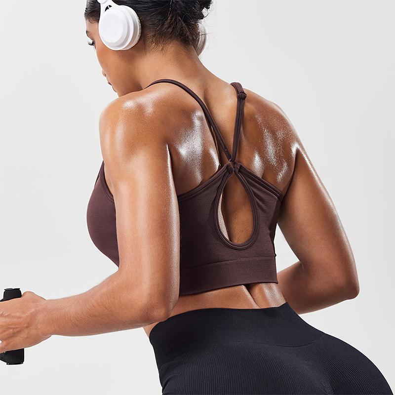 Sports Bra Racerback - เสื้อชั้นในกีฬาสำหรับผู้หญิง สายปรับได้ ด้านหลังเว้า ระบายอากาศดี คอทรงยู ทรงครอปท็อป