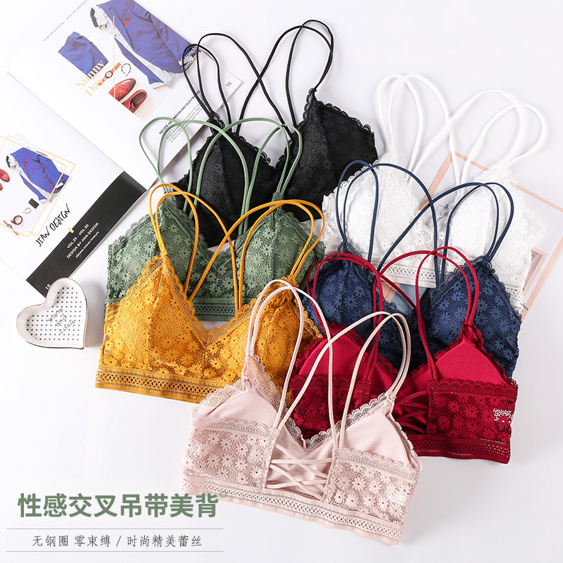 Lace Bralette Set - 3Dชุดชั้นในเซ็กซี่Seamless Sport Bra UประเภทBacklessที่ไม่มีสายหนังBra Push Up