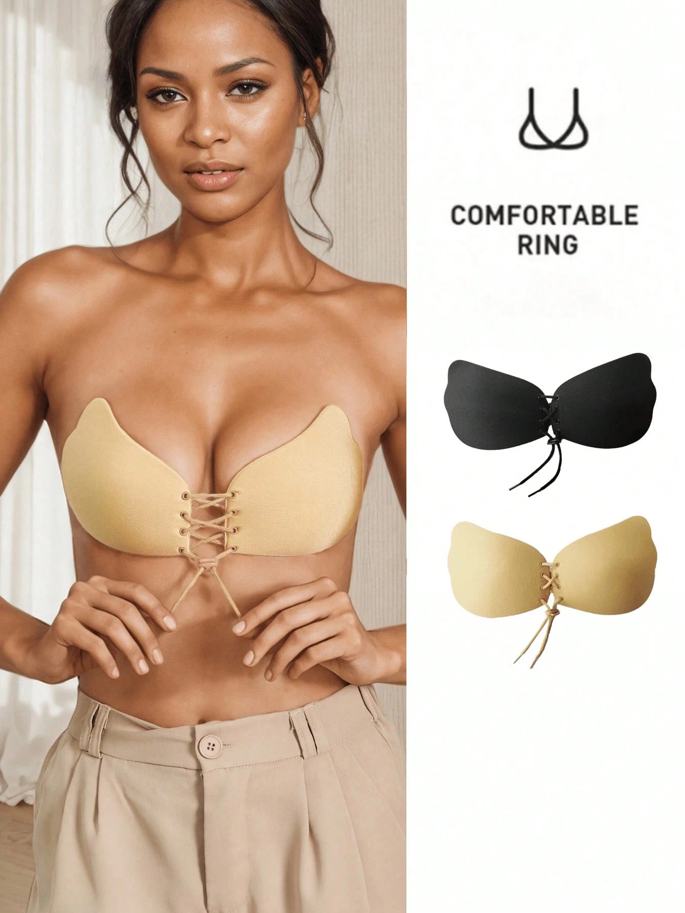 Backless Bra Sticky - บราเหนียว 1 ชิ้น, บราไร้สายด้านหลังดันขึ้น, บรายกกระชับแบบมองไม่เห็น