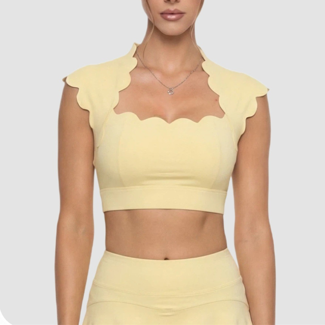 Sports Bra Racerback - เสื้อกีฬาผู้หญิงแบบเวฟ แพด วอยซ์ บราโยคะ เสื้อกล้ามวิ่งออกกำลังกาย เสื้อกีฬาฟิตเนส
