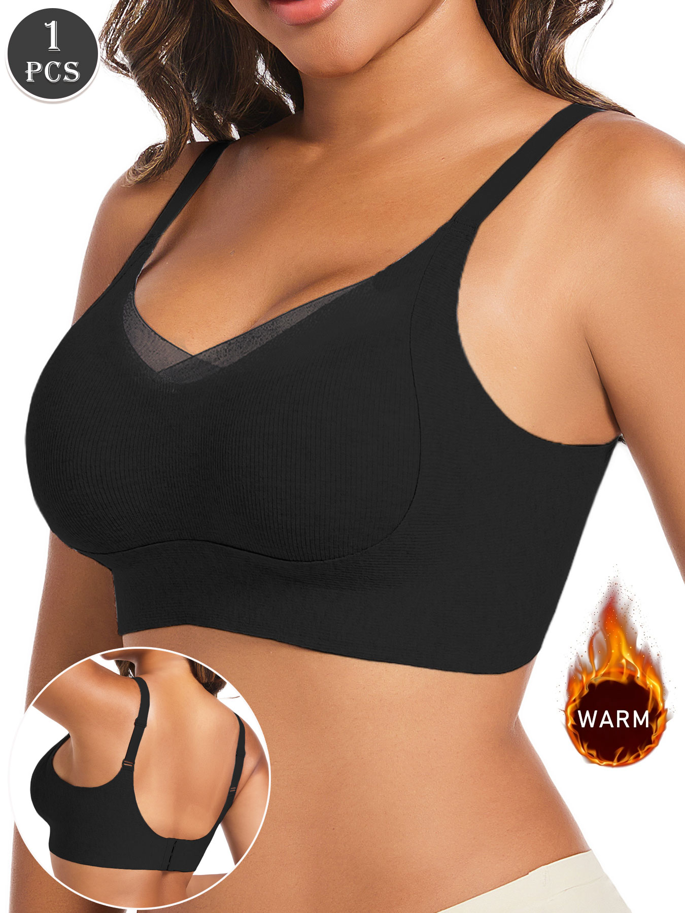 Underwire Bra Padded - บราดันทรงสีดำลำลองสำหรับผู้หญิง 1 ชิ้นพร้อมผ้ายืดปานกลาง