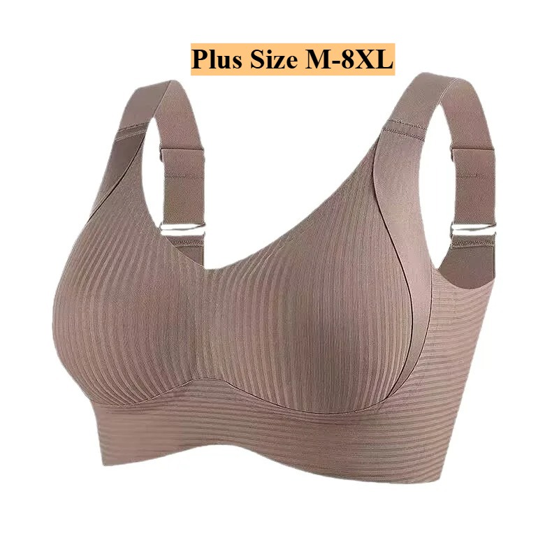 Full Coverage Bra - บราไร้โครงสำหรับผู้หญิงไซส์ใหญ่ M-8XL แบบเต็มคัพ ยกกระชับ ป้องกันการหย่อนคล้อย ด้านข้างเรียบเนียน