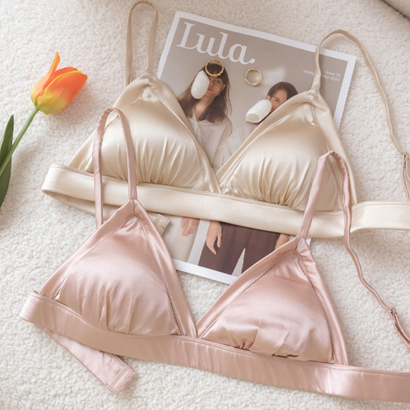 Sleep Bra Bralette - Bralettes สําหรับผู้หญิง 93.8% Mulberry Silk Bra