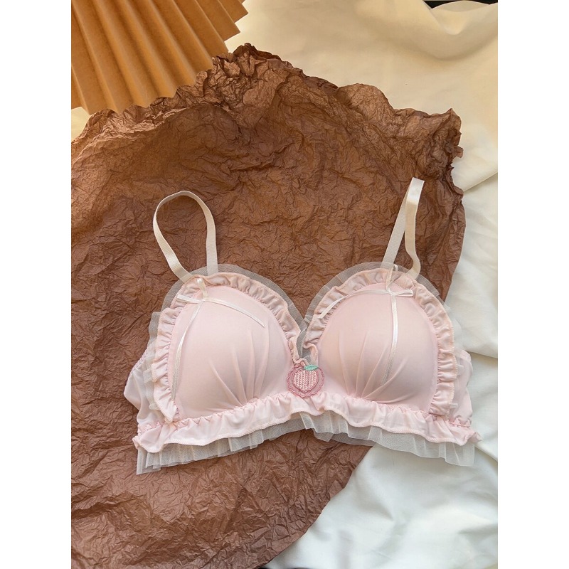 Sleep Bra Bralette - ชุดบราเล็ตทรงสามเหลี่ยมน่ารัก ไม่มีโครง บราบาง ผ้าลูกไม้ ยกทรงดันทรง สำหรับผู้หญิง