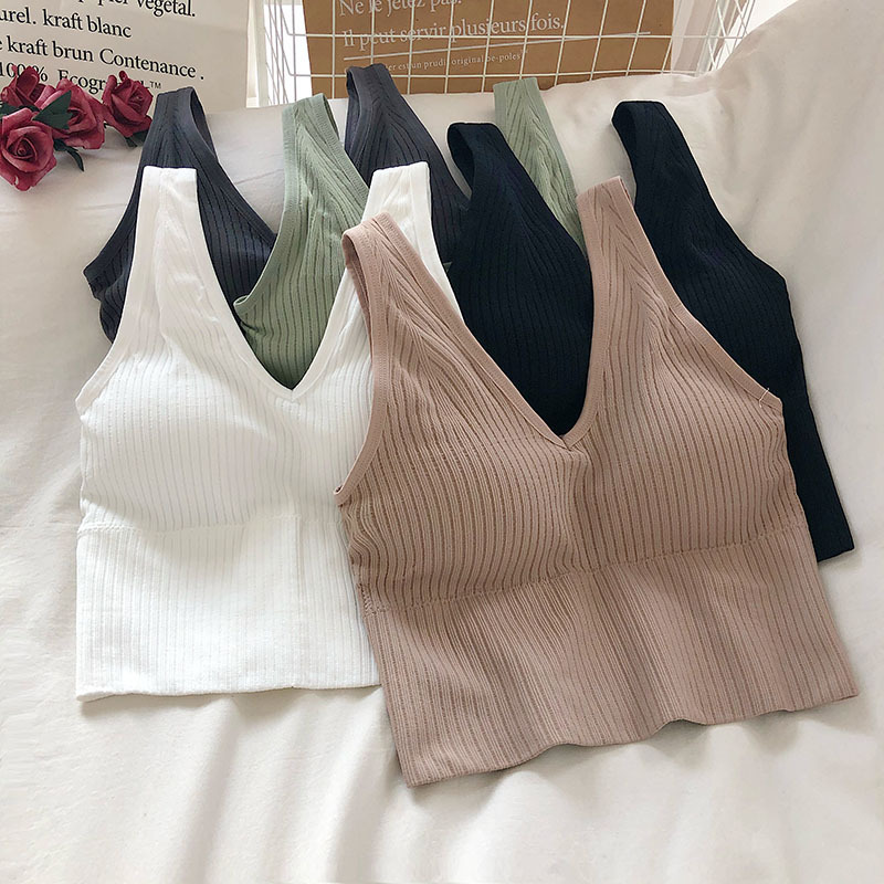 ผู้หญิง Tank Crop Tops หญิงเสื - T Shirt Bra Seamless บทวิจารณ์และราคา