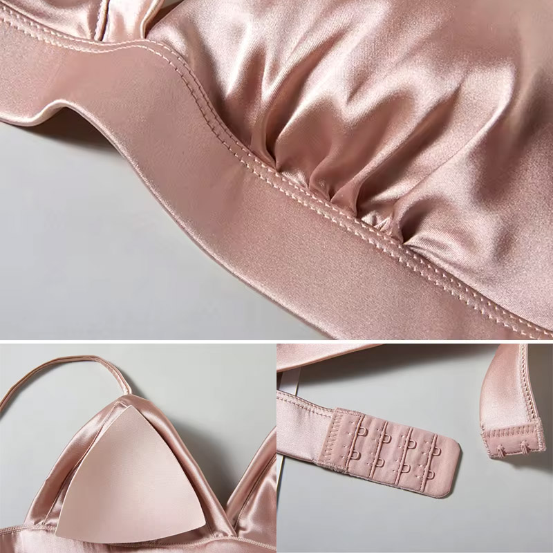 บราไร้โครงผ้าไหมซาตินแท้สุดหรู - Sleep Bra Bralette บทวิจารณ์และราคา