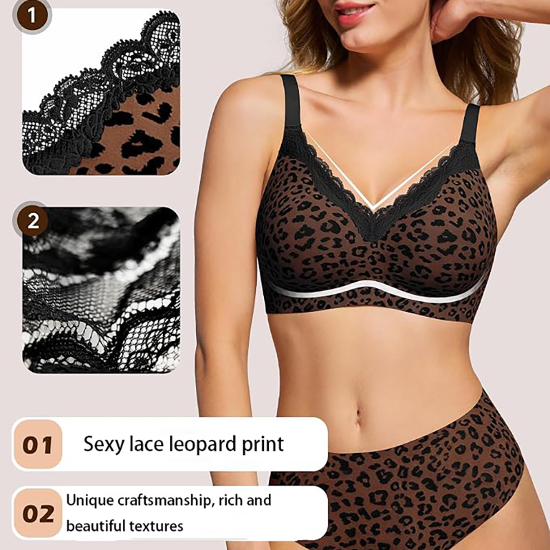 บราไร้โครงลายเสือดาวสีชมพู บรา - Wirefree Bra Comfort บทวิจารณ์และราคา