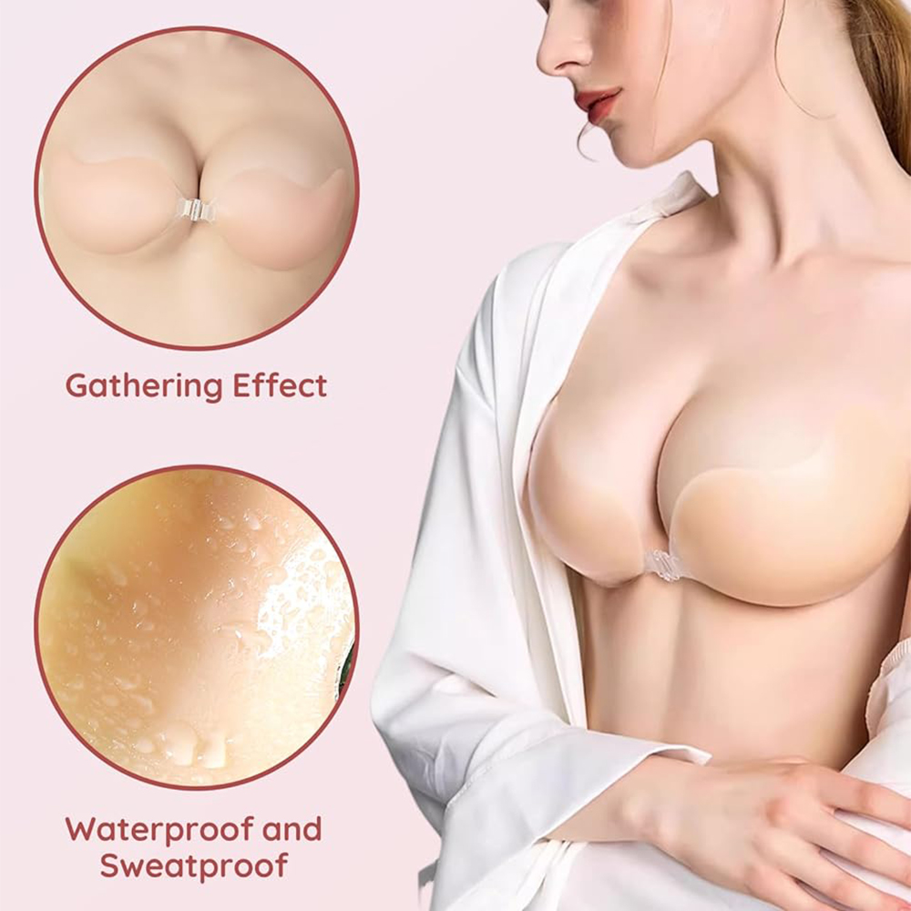 ชุดบราซิลิโคนแบบแปะไร้สายและแผ - Backless Bra Sticky บทวิจารณ์และราคา